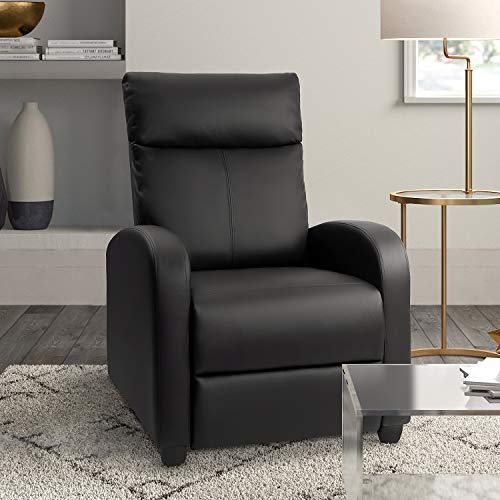 Tuoze Modern Pu Leather Recliners Chair Adjustable Home Theater Seating With Sofa Padded Cushion (Black) #TOP1