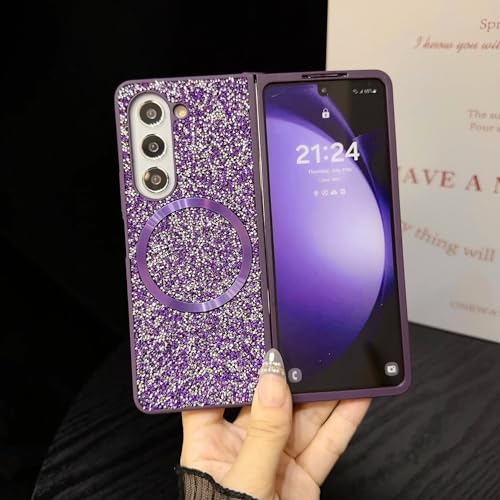 Coque Galaxy Z Fold3 5G violette effet diamant brillant étui luxe