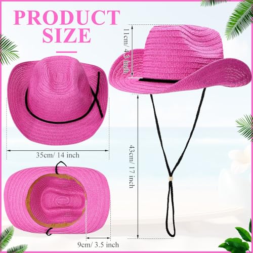 Image of JaGely 15 Pcs Straw Cowboy Hats Wide Brim Summer Hat Women Men Country Accessories for Western Themed Party Concerts Birthday