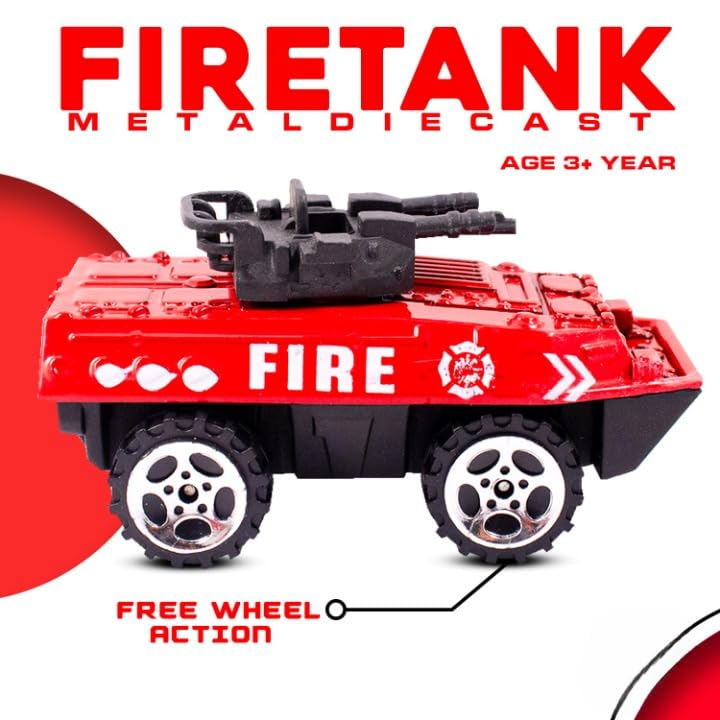 Image of Fire Truck Toy for Kids, Pack of 3 Die Cast Metal Toy Cars with Free Wheel, Fire Engine & Fire Brigade Emergency Rescue Vehicle Toy Set, Birthday Gift for Boys & Girls