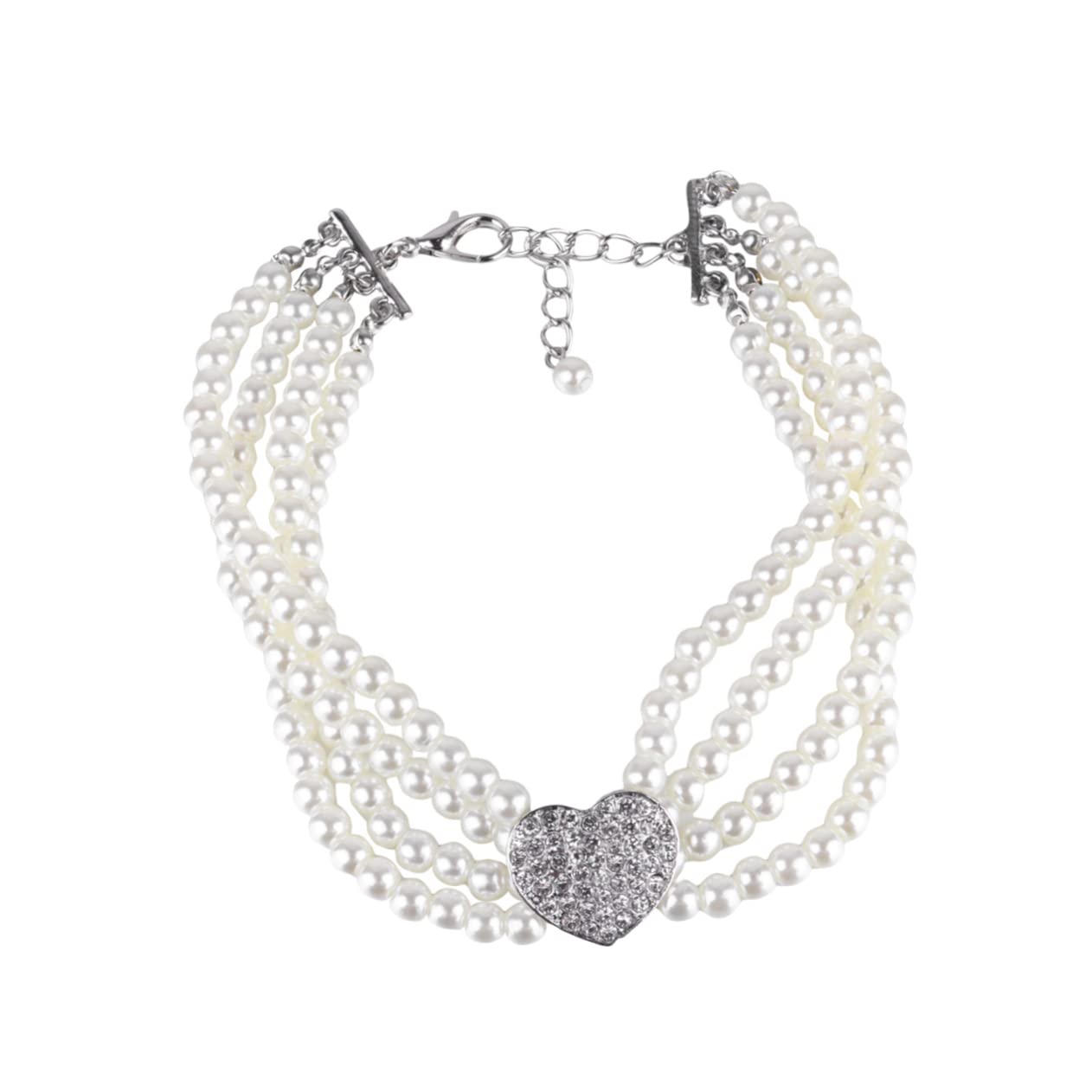 BESPORTBLE Pearl Pendant Dog Necklace Pet Pendant Fashion Jewelry Heart Design Multi-Row Pearl Necklace