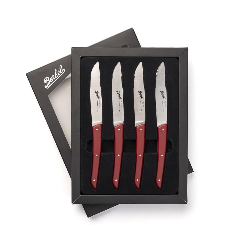 Berkel - Color Set 4 Coltelli Bistecca Lama Liscia 11 cm - Rosso