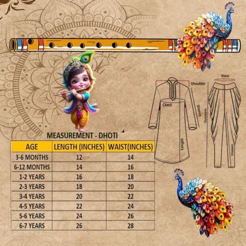 Image of BLU VAPOUR Krishna dress for Kids, krishna dress for baby boy, kanha dress for kids, krishna costume for baby boy,krishna costume for Janmashtami,3 Months-8 Years