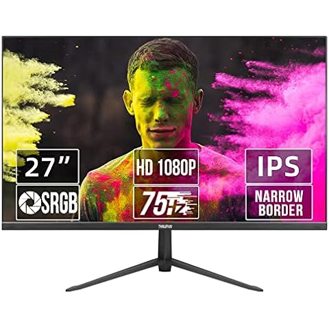 Thinlerain 27 Inch Monitor Full HD 1920x1080p IPS LED Screen Gaming Monitor for PC Computer(HDMI, VGA, 75hz, FreeSync, 5ms), Black Cover