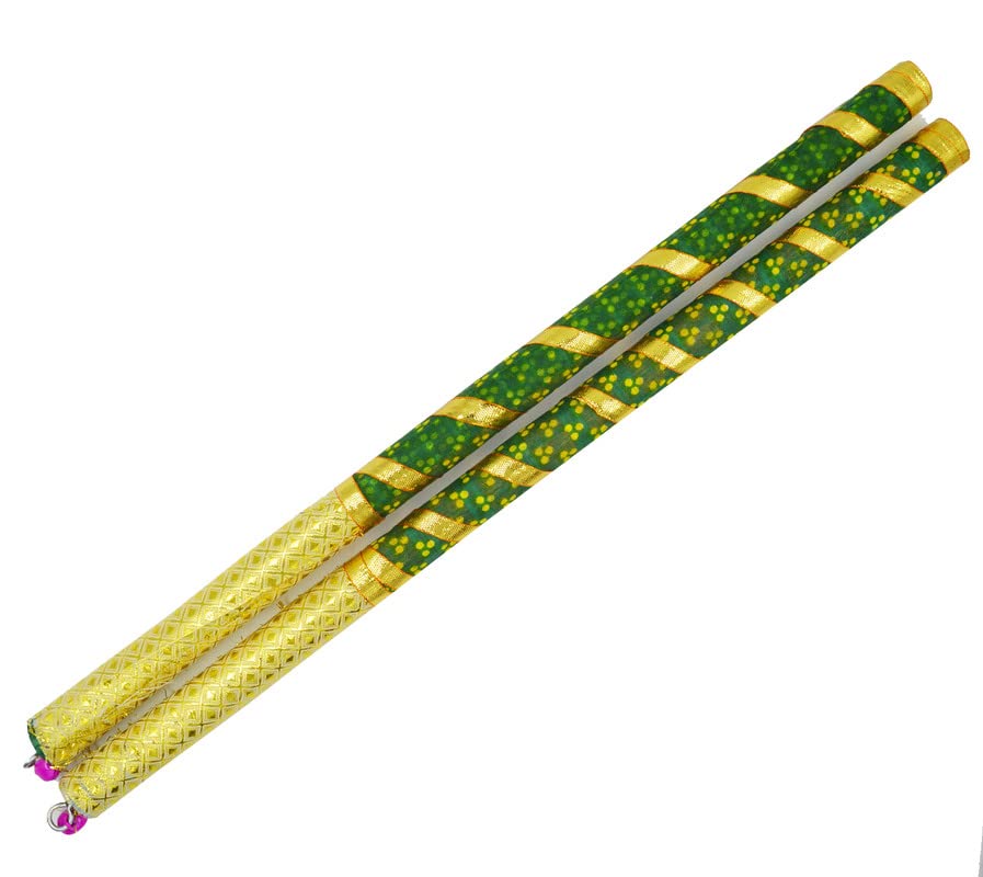 ME & YOU Wooden Dandiya Sticks for Dance/Navaratri and Diwali Garba,Sticks with Gloden Lace for Adult (Pair of 1) 2 Sticks-image-30