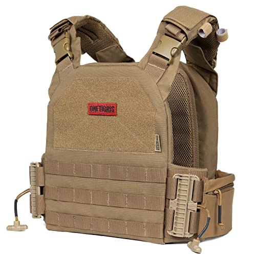OneTigris Tactical Power Weight Vest, Adjustabel Breathable Weighted Vest with Quick Release Buckle and Side Pocket, Heavy Plate Carrier for Men Women for Workout, Fitness, Running(Plate Not Include