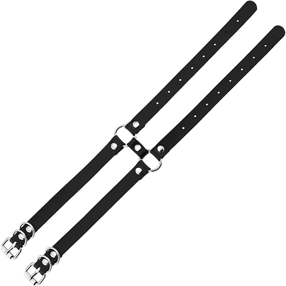 Adjustable 2 Rows Black Leather Collar for Women,Punk Rock Armbands Harness Jewelry Necklace for Man (Only Collar)