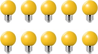 WULUN juego de 10 bombillas amarillas LED 2w e27 g45 bombillas de iluminación, bombillas de golf LED de color, para decoración del hogar, jardines, fiestas, bodas, celebraciones, bombillas decorativas