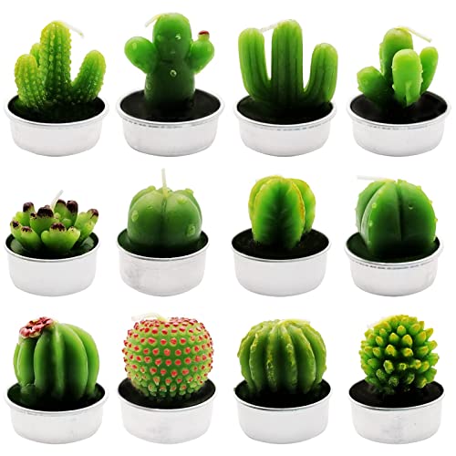 12Pcs Cactus Tealight Candles Cactus Candles Handmade Delicate Cactus Tea Light Candles For Home Décor, Spa, Wedding, Valentine's Day, Birthday Gift, Anniversary Celebration #TOP5