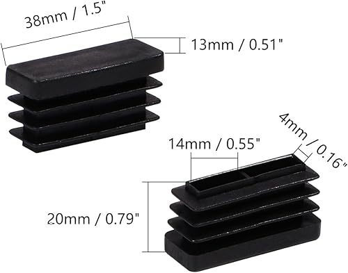 Miniatura 8 de Bettomshin Tapón rectangular de tubo de 1.5 x 0.98 pulgadas (largo x ancho), tapas de extremo de plástico PP negro, tapón de tubo para prevención de