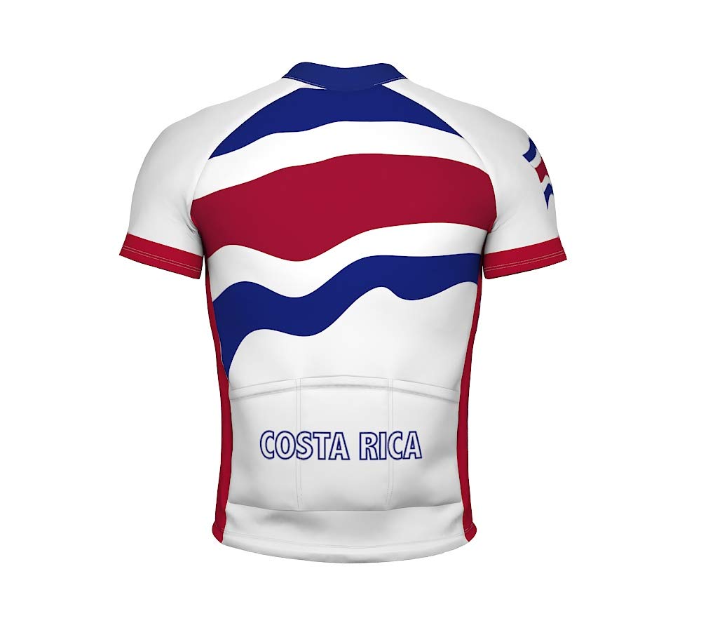 ScudoPro Costa Rica Emblem Full Zipper Bike Short Sleeve Cycling Jersey for Men - Size M Multicolored
