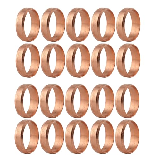 HULTHOR 15mm Copper Compression Olives, Brass Plumbing Olives for 15mm Copper Pipe, Replacement Compression Fittings for Taps, Valves & Radiators (10 or 20 Pack) (Pack of 20)