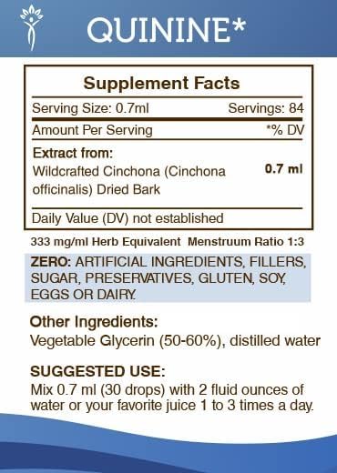 Secrets of the Tribe Quinine Tincture Alcohol-Free Extract, Quinine (Cinchona officinalis) Dried Bark 2 oz - Image 4