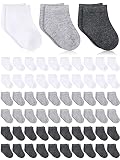 Jecery 60 Pairs Baby Socks Infant Socks Bulk for Newborn Baby Boys Girls Kids Toddler Unisex Low Cut Anklets Pure Cotton(Grey,White,0-6 Months)
