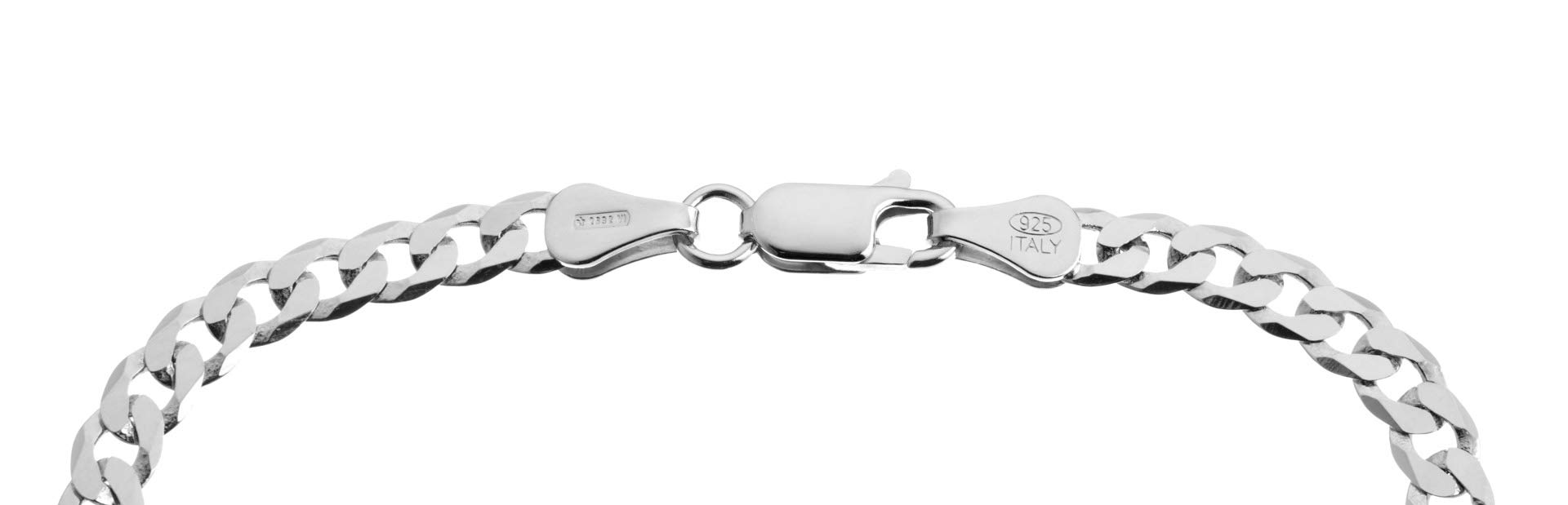 QUADRI - Elegante Bracciale in Argento 925 con Catena 5 o 7 mm Modello Cubano Diamanto per Uomo Donna - lunghezza 18 | 19 | 20 | 21.6 cm - Made in Italy certificato