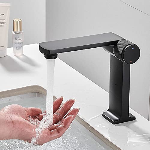 Robinet de lavabo de salle de bain mitigeur cascade noir