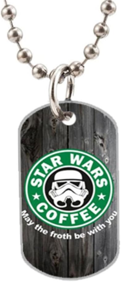 Star Wars Coffee Stromtrooper Custom Oval Dog Tag Pet Tag (Size:1.2X2X0.1 inches), Aluminum Dog Tag Pendant Necklace beads chain Charm Unique Gift