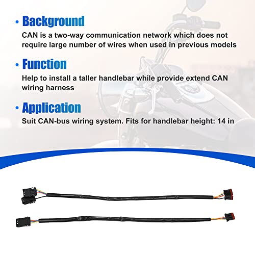 X AUTOHAUX 14 Inch Handlebar CAN Bus Circuit Wire Extension Harness for Harley Davidson Softail Dynas Electra Glide Road Glide Sportster Handlebar Wire Extension Switch Wiring Harness by X AUTOHAUX - Used condition - Image 6