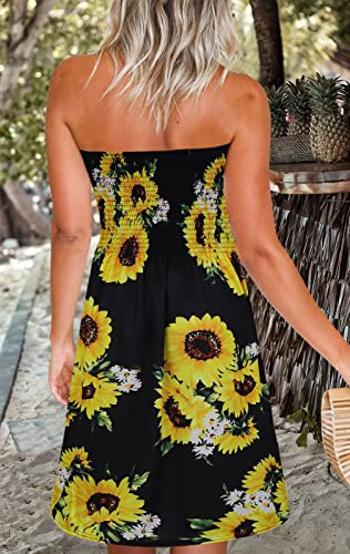 Image of Zyyfly Womens Summer Beach Dresses Strapless Cover Ups Dress Tube Top Sundresses
