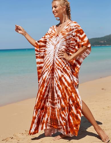 Image of NFVNKJ Women's Plus Size Beach Lounge Kaftan Maxi Dress Swimsuit Coverup for Women