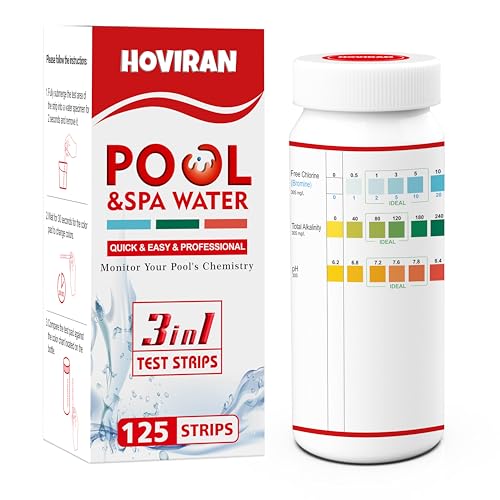 3 in 1 Pool Teststreifen, 125 Stück Teststreifen Pool Tester,Spa, Wassertest-Set für freies Chlor, Brom, Alkalinität, pH