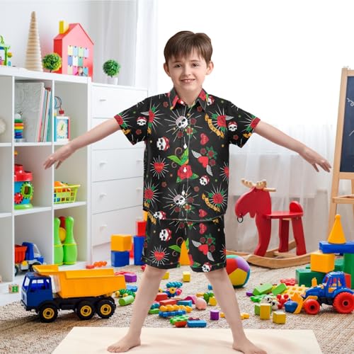 Image of visesunny Boys Hawaiian Shirt and Short Set Summer Outfit Kids 2 Piece Clothes Set 3-10Y