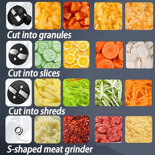 Cortador de verduras, procesador de alimentos, acero inoxidable, capacidad de 5 litros, cuchillas multifuncionales para cortar, rebanar, triturar y moler carne