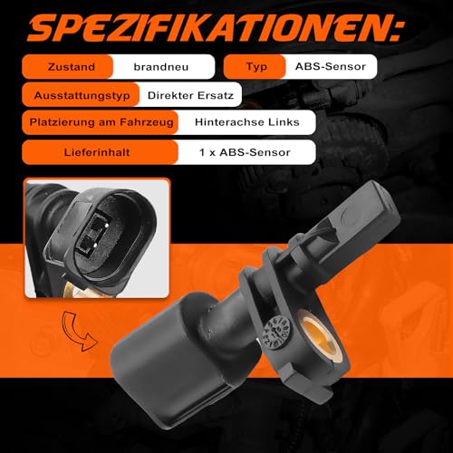 TeileStar ABS Sensor Vorderachse Links Kompatibel mit：Audi A1 A2 A3 TT | Seat Cordoba Ibiza Leon| Skoda Fabia I,1999-2021#6Q0927803A