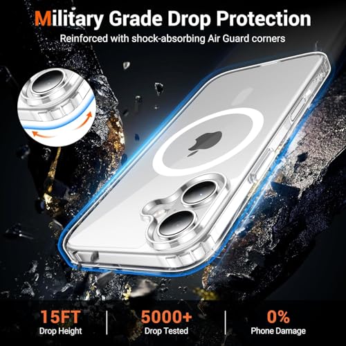 Image of ShieldTech Back Cover Case + Tempered Glass for Apple iPhone 16 Plus | Mag-Safe Compatible | Transparent Mobile Phone Back Cover Case for i Phone 16 Plus | i Phone 16Plus TPU Transparent Case Cover
