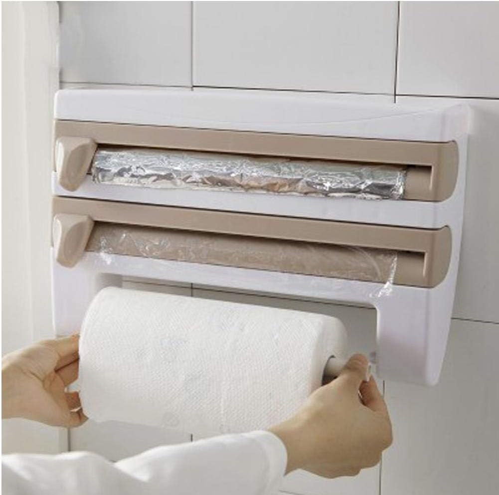 Kitchen Cling Film Storage Rack Wrap Cutter Refrigerator Wall Hanging Paper Towel Holder Multifunction Home Organizer