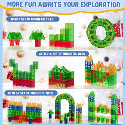 LATI Magnetic Tiles for Kids, Large Magnetic Blocks Building Sensory Montessori Toys STEM Educational Magnet Toy for Toddler Preschool Learning Construction Toys for Boys Girls Ages 3-8
