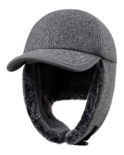 Comhats Warme trappermuts voor heren, wintermuts, kunstleer, hoed, uniseks, pilotenmuts, bontmuts, M-L Comhats Warme trappermuts voor heren, wintermuts, kunstleer, hoed, uniseks, pilotenmuts, bontmuts, M-L