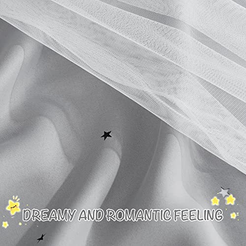 Pony Dance Blackout Curtains For Nursery - Stars Cutout Decor For Bedroom Aesthetic Window Treatment Double Layer Drapes Sheer Overlay, W 52 X L 84 Inches, Silver Grey, 2 Panels #TOP6