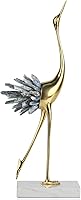 Suruim Gold Brass Crane Bird Statues with Crystal Tails - Modern Luxury Sculptures for Living Room, Office Decor (3 Sizes)