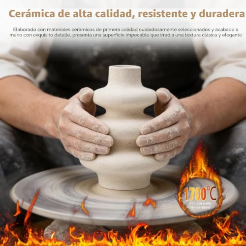 Jarrones de cerámica blanca modernos para decoración de hogar y jarrones de interior modernos 5