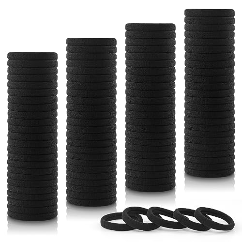 150PCS Hair Ties for Women Girls, Seamless Thick Black Hair Band, Elastic No Damage Ponytail Holder