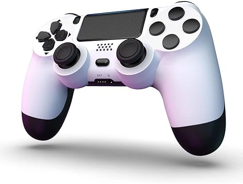 MOVONE Controlador inalámbrico de doble vibración para PS4SlimPro, compatible con consola PS4 (blanco)