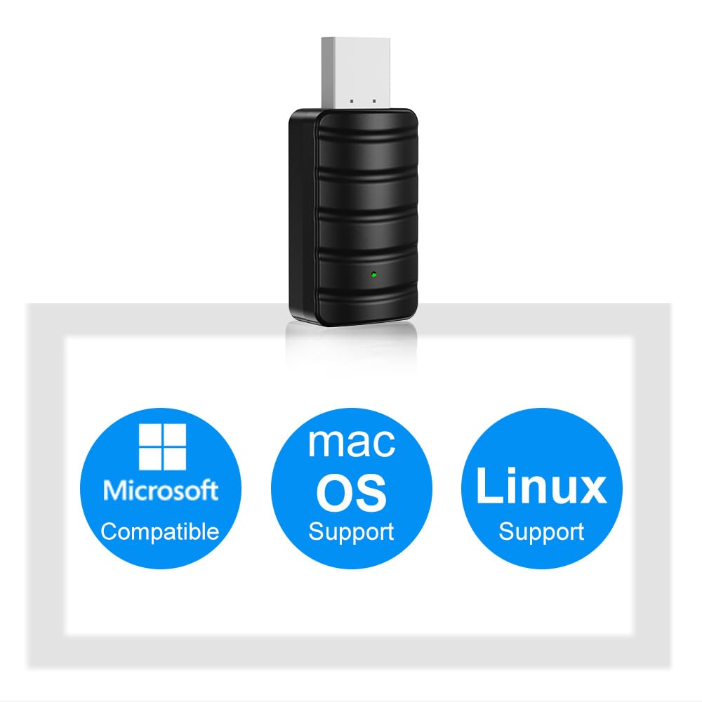 Adaptador USB WiFi de 650 Mbps para PC, 802.11 ac Mini adaptador de red inalámbrico USB 2.0 WiFi con doble banda 2.4 GHz/200 Mbps, 5 GHz/450 Mbps para computadora portátil de escritorio con