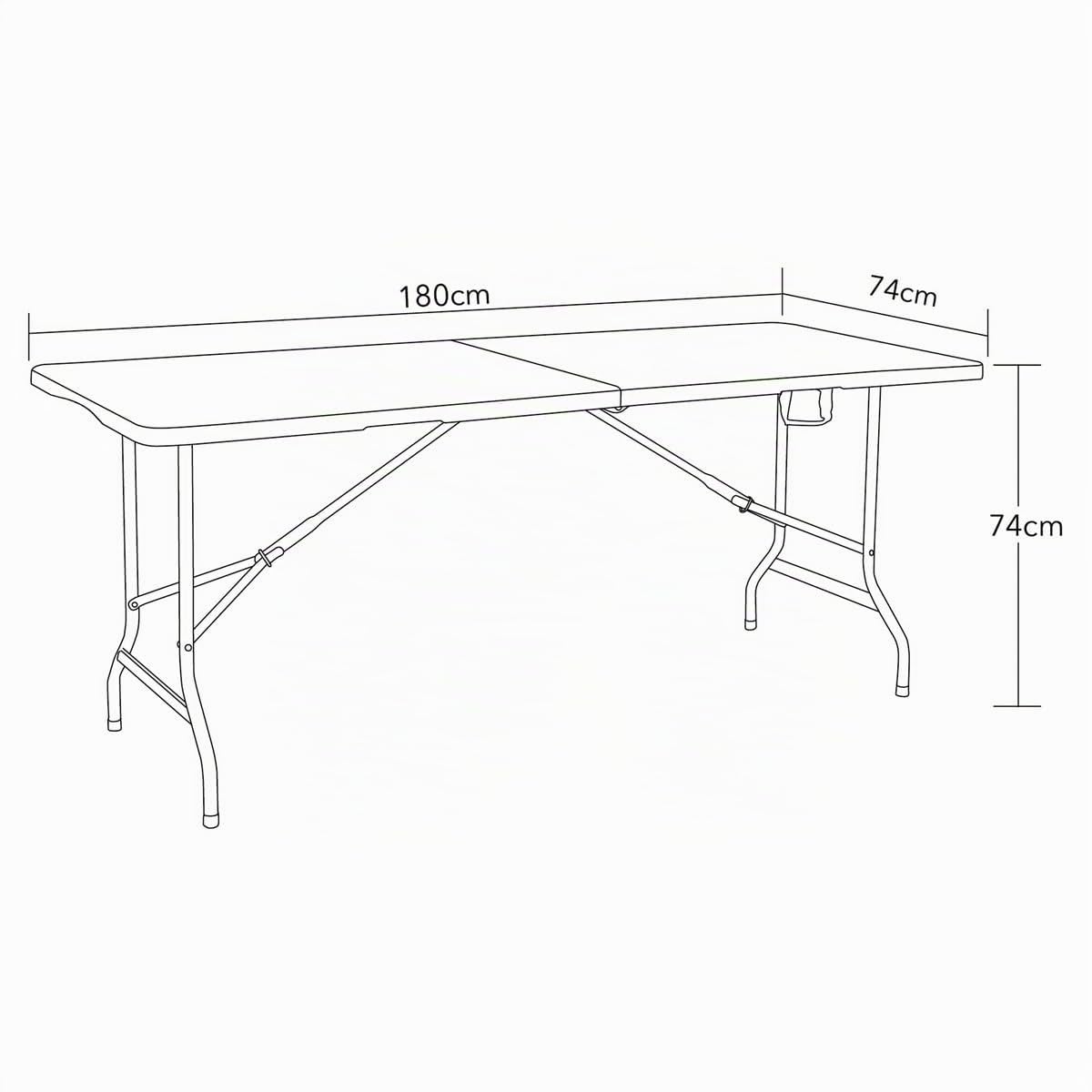 KAMBERG® - Tavolo pieghevole 180 x 74 x 74 cm - rettangolare bianco per 6/8 persone - Tavolo da giardino - Tavolo da campeggio