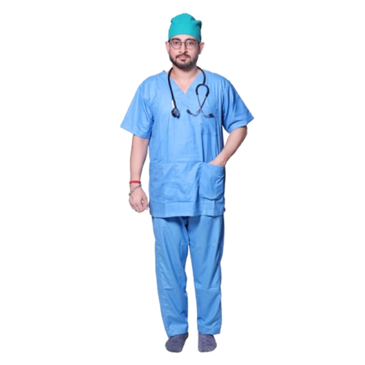 Hangerage Cotton Scrub Suit Set Sky Blue, for Men and Women (M)-picture-38