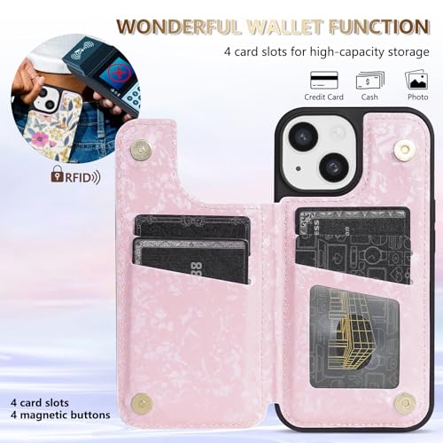NNH for iPhone 15 Wallet Case Double Magnetic Clasp,Colorful Butterfly - image 2