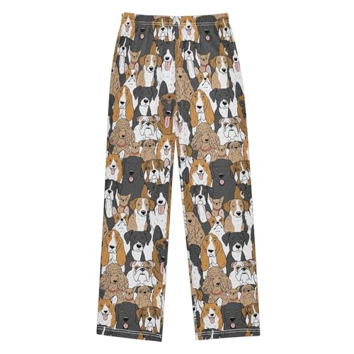 Cute Hand Drawn Dogs Boys Pants for Kids Jogger Pants with Pockets S-XL