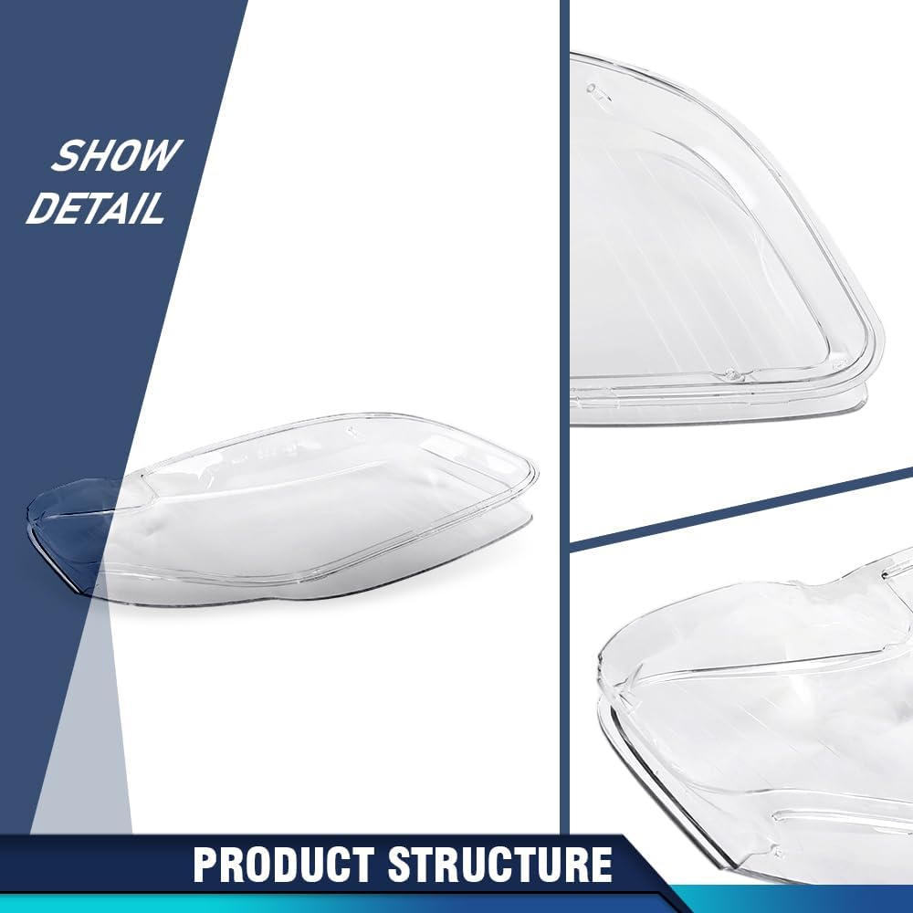 PIT66 Front Headlight Lens Cover Left & Right Pair Compatible with Audi A4 B7 S4 2005 2006 2007 2008 Front Headlamp Lens Cover Clear Lens