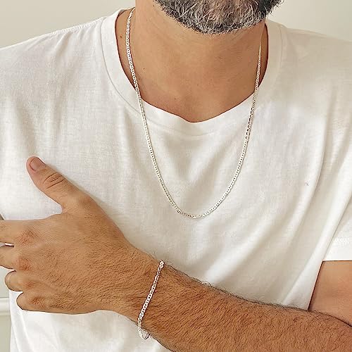 AMENNA, Conjunto Piastrine 3mm Corrente 60cm e Pulseira Masculina Prata 925