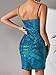 SUQQUE Women's Glitter Sequin Dress Adjustable Spaghetti Strap Fashion Sparkle Party Dresses(N005-Royal Blue-M)