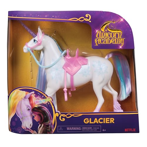 Unicorn Academy, Licorne Glacier avec tête Mobile, 2 Accessoires d'équitation, 27,9 cm, Convient aux poupées Mannequin Layla, aux poupées et aux Jouets Licorne