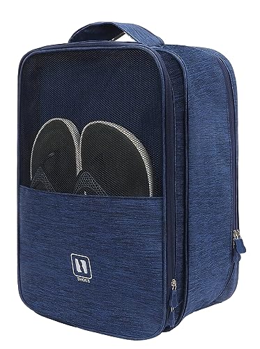 Oceanevo Medium Shoe Organiser Bag for Travel, Waterproof Footwear Organiser Pouch, Portable Shoe Storage Cover Fits Upto Size 9-20 x 12 x 30 cm – Navy Blue