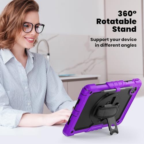 Étui rotatif Lenovo ldea Tab 11 antichute avec dragonne violet
