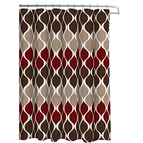 Creative Home Ideas – Textured Clarisse Shower Curtain Set | Set Of 1 Shower Curtain & 12 Metal Hooks | Rust Resistant | 100% Polyester | Machine Washable | Measures 70” X 72” | Espresso #TOP4