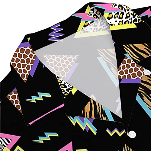 Mens Shirts 80s 90s Shirts for Men Casual Button Down Short Sleeve Shirt, Funny Party Quick Dry Mens Clothing4